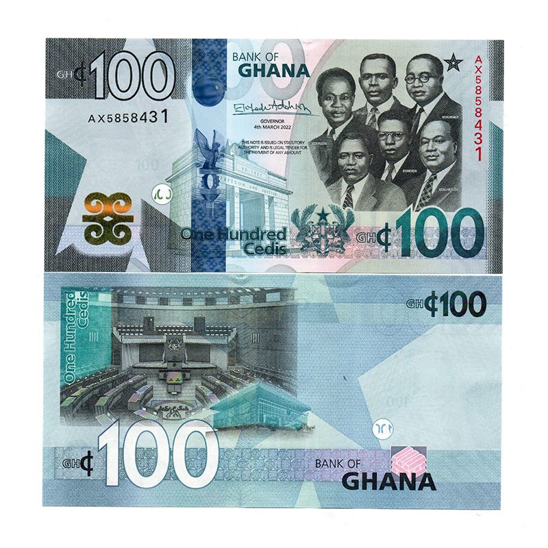 Ghanaian Cedi 100 UNC Banknote 2022 | Pick P-W50 Big Six