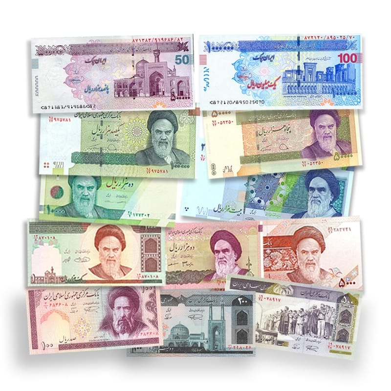 Iranian Rial UNC Banknote Full Set | 12 Notes 100-1M Rials