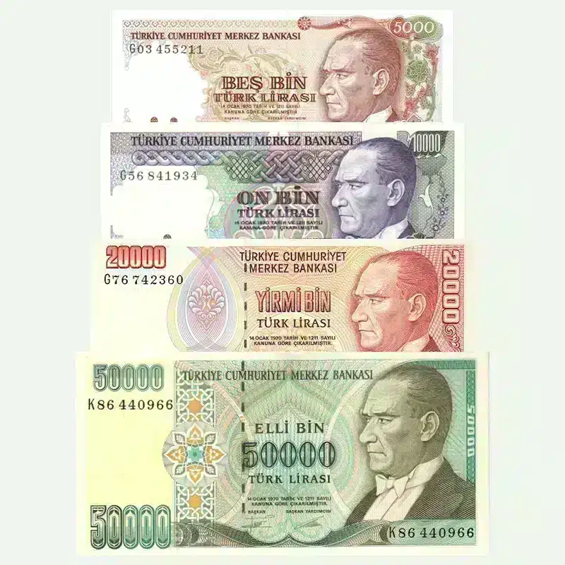 Turkish Lira UNC Banknote Set 1970 | 5000-50000 Lira