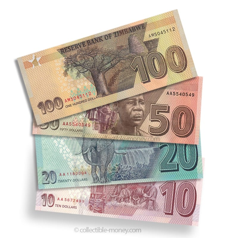 Zimbabwean Dollar UNC Banknote Set | 4 Notes 2019-2023