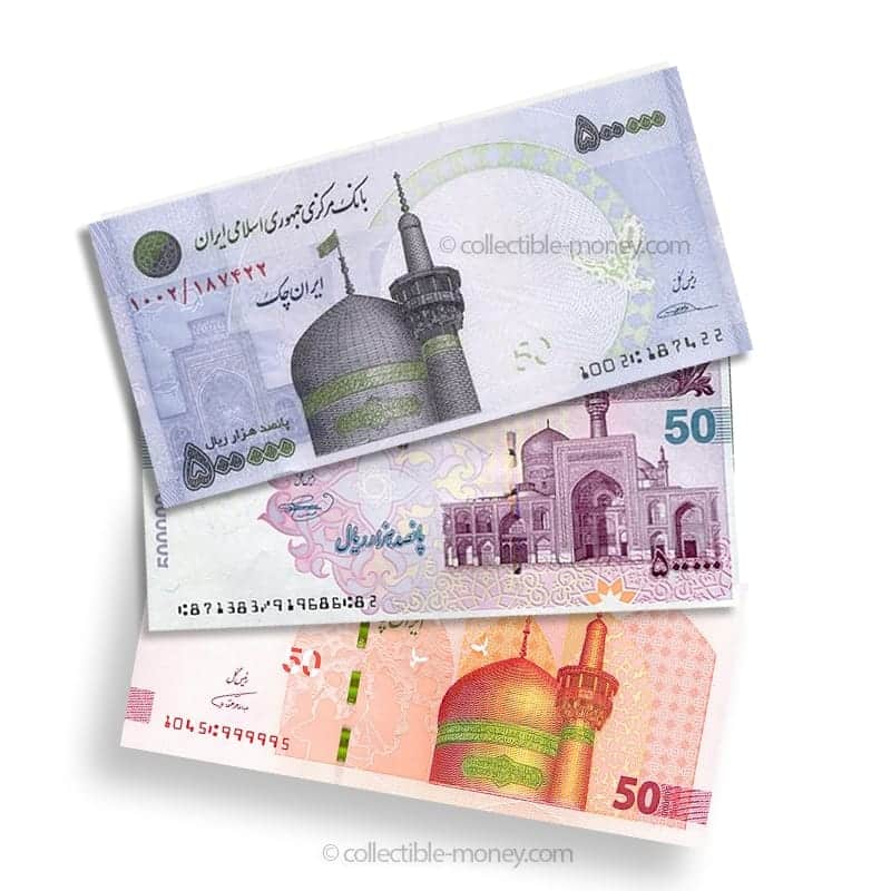 Iranian Rial 500000 UNC Banknote Set | 3 Different Notes
